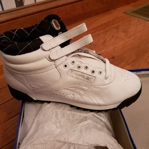 Reebok Freestyle Hi White / Met Silver Ripple 8M